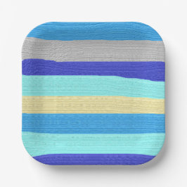 Blaue Streifen Pinselstriche Pappteller