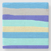 Blaue Streifen Pinselstriche Steinuntersetzer (Vorderseite)