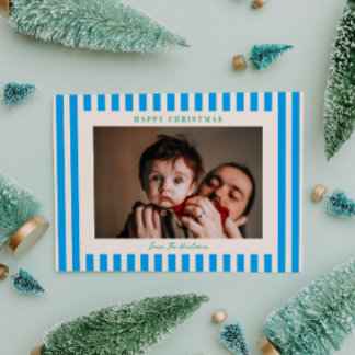 Blaue Streifen-Pop Ein Foto Weihnachtsfeiertag Feiertagskarte