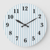 Blaue Streifen Preppy Large Clock Große Wanduhr (Vorderseite)