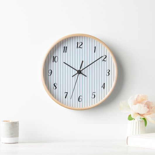 Blaue Streifen Preppy Large Clock Uhr (Zuhause)
