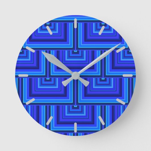 Blaue Streifen quadratische Skala Runde Wanduhr (Vorderseite)