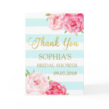 Blaue Streifen-Rosa-BlumenBrautparty danken Ihnen