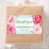 Blaue Streifen Rosa Blumenfarben Hochzeitsmarken (Insitu)