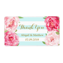 Blaue Streifen Rosa Blumenfarben Hochzeitsmarken