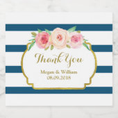 Blaue Streifen Rosa Blütengoldene Biermarke Bierflaschenetikett (Einzelnes Label)