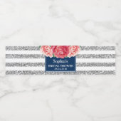 Blaue Streifen Rosa Brautparty Wasserflaschenetikett (Einzelnes Label)