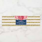 Blaue Streifen Rosa Brautparty Wasserflaschenetikett (Einzelnes Label)