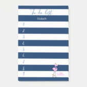 Blaue Streifen, rosa Flamingo ,To do list Post-it Klebezettel (Vorderseite)