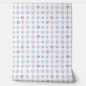 Blaue Streifen Rosa Herzen Tapete (Abrollen)