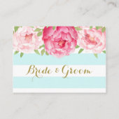 Blaue Streifen Rosa Tischplatine Platzkarte (Rückseite)