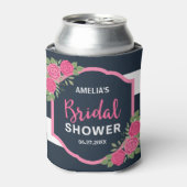 Blaue Streifen Rosenrosen Brautparty Dosenkühler (Kanne Vorderseite)