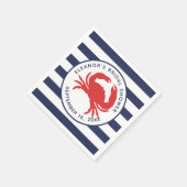 Blaue Streifen rotes Krebspapier der Nautic Navy Serviette (Ecke)