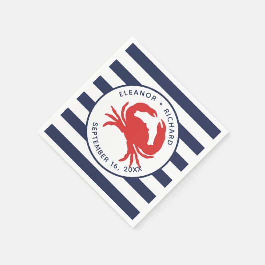 Blaue Streifen rotes Krebspapier der Nautic Navy Serviette (Ecke)