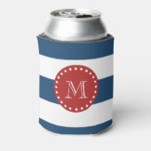 Blaue Streifen, rotes Monogramm Dosenkühler (Kanne Rückseite)