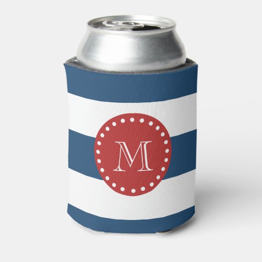 Blaue Streifen, rotes Monogramm Dosenkühler (Kanne Rückseite)