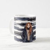 Blaue Streifen Rotschopf Weiblich  Kaffeetasse (Vorderseite Links)