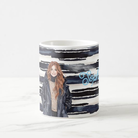 Blaue Streifen Rotschopf Weiblich  Kaffeetasse (Mittel)