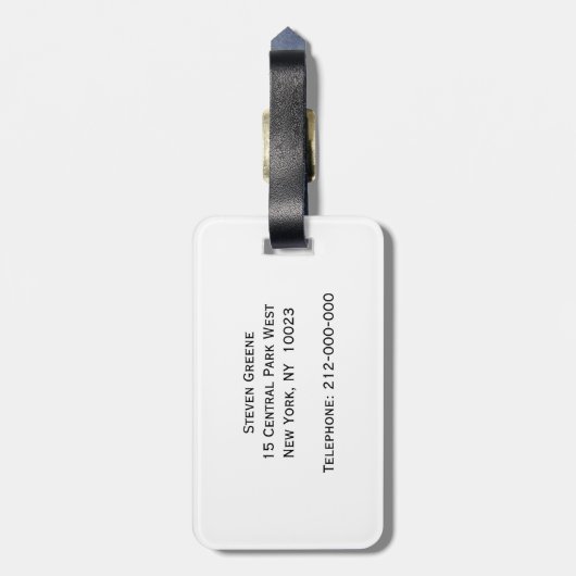 Blaue Streifen rund um das Monogramm Gepäckanhänger (Rückseite vertikal)