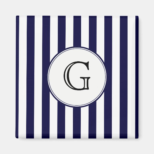 Blaue Streifen rund um das Monogramm Magnet (Vorne)