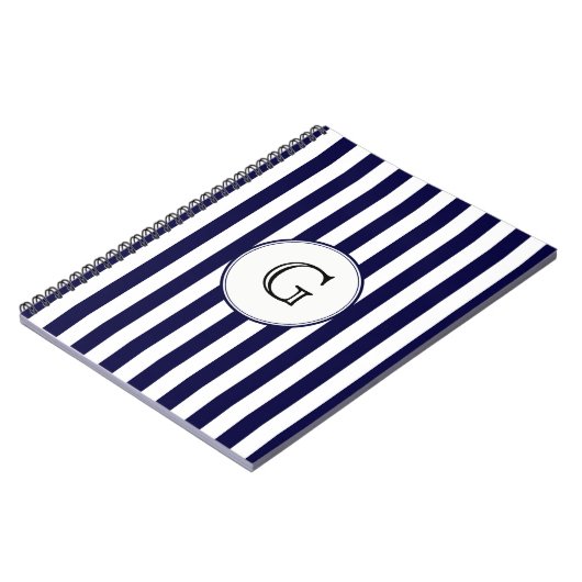 Blaue Streifen rund um das Monogramm Notizblock (Linke Seite)