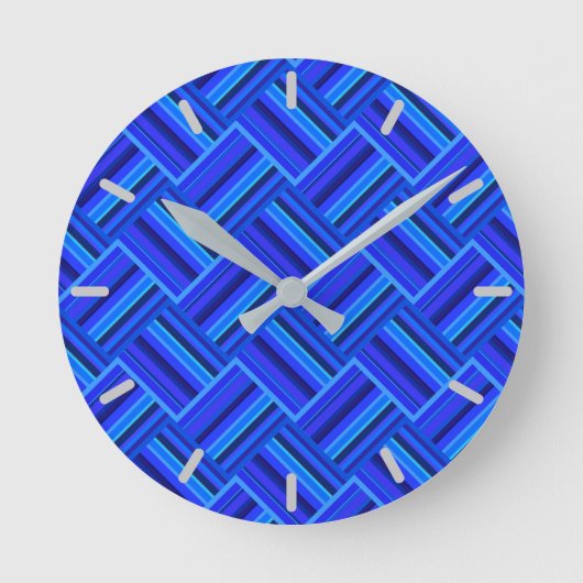 Blaue Streifen Runde Wanduhr (Vorderseite)