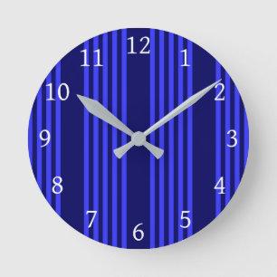 Blaue Streifen Runde Wanduhr