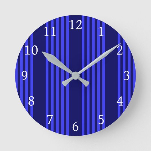 Blaue Streifen Runde Wanduhr (Vorderseite)
