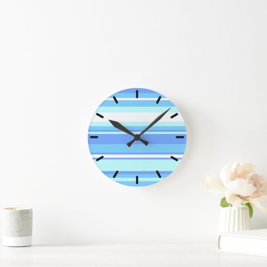 Blaue Streifen Runde Wanduhr (Zuhause)