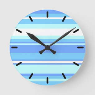 Blaue Streifen Runde Wanduhr