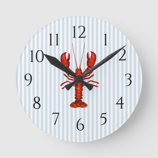 Blaue Streifen rustikale Dekoration Runde Wanduhr (Vorderseite)