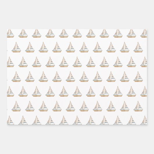 Blaue Streifen Sailboat Geschenkpapier Set (Vorderseite 3)