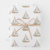 Blaue Streifen Sailboat Geschenkpapier Set (Beispiel)