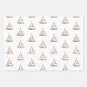 Blaue Streifen Sailboat Geschenkpapier Set (Vorderseite)