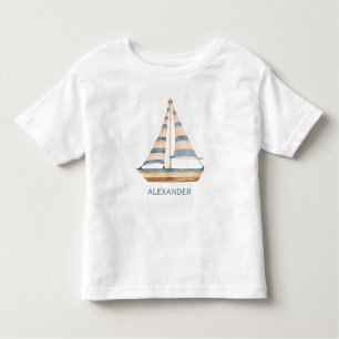 Blaue Streifen Sailboat Kleinkind T-shirt