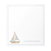 Blaue Streifen Sailboat Notizblock (Vorderseite)