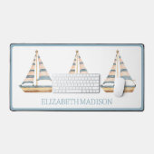 Blaue Streifen Sailboat Schreibtischunterlage (Tastatur & Maus)