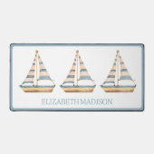 Blaue Streifen Sailboat Schreibtischunterlage (Vorderseite)