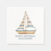 Blaue Streifen Sailboat Serviette (Vorderseite)