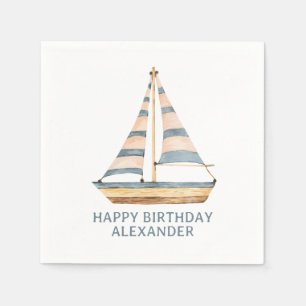 Blaue Streifen Sailboat Serviette