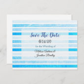 Blaue Streifen Save the Date Postkarte (Vorne/Hinten)