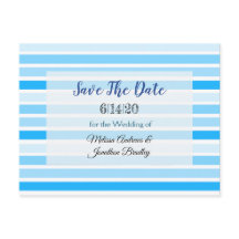 Blaue Streifen Save the Date Postkarte