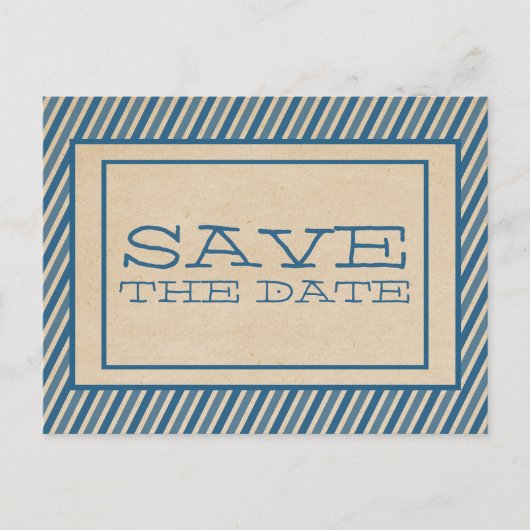 Blaue Streifen Save the Date Postkarte (Vorderseite)