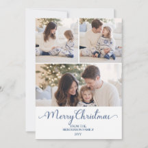 Blaue Streifen-Schleifen-Familienfoto Weihnachten