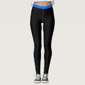 Blaue Streifen Schwarze Leggings - Ihre Farben (Vorderseite)
