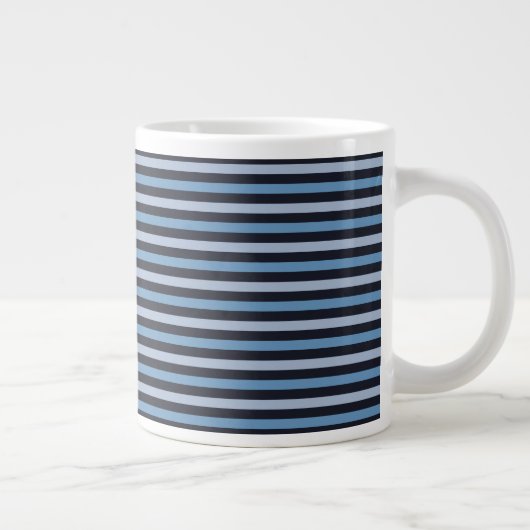 Blaue Streifen, schwarze Streifen, Streifenmuster Jumbo-Tasse (Rechts)