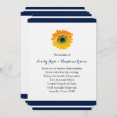 Blaue Streifen Sonnenblumen Einladung zur Hochzeit (Vorne/Hinten)