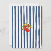 Blaue Streifen Strawberry 1. Geburtstag Einladung (Vorderseite)