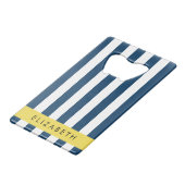 Blaue Streifen, Streifen, Ihr Name Geldbeutel Flaschenöffner (Vorderseite Schrägansicht)