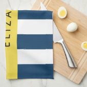 Blaue Streifen, Streifen, Ihr Name Geschirrtuch (Viertel Falte)